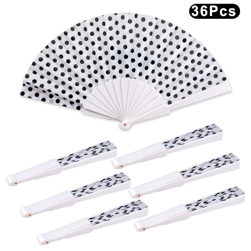 HUSL ABANICOS PLASTICO LUNARES FLAMENCO 23CM, ABANICOS PARA EVENTOS, DETALLES PARA LOS INVITADOS, REGALOS DE BODA, FIESTAS,POLKA