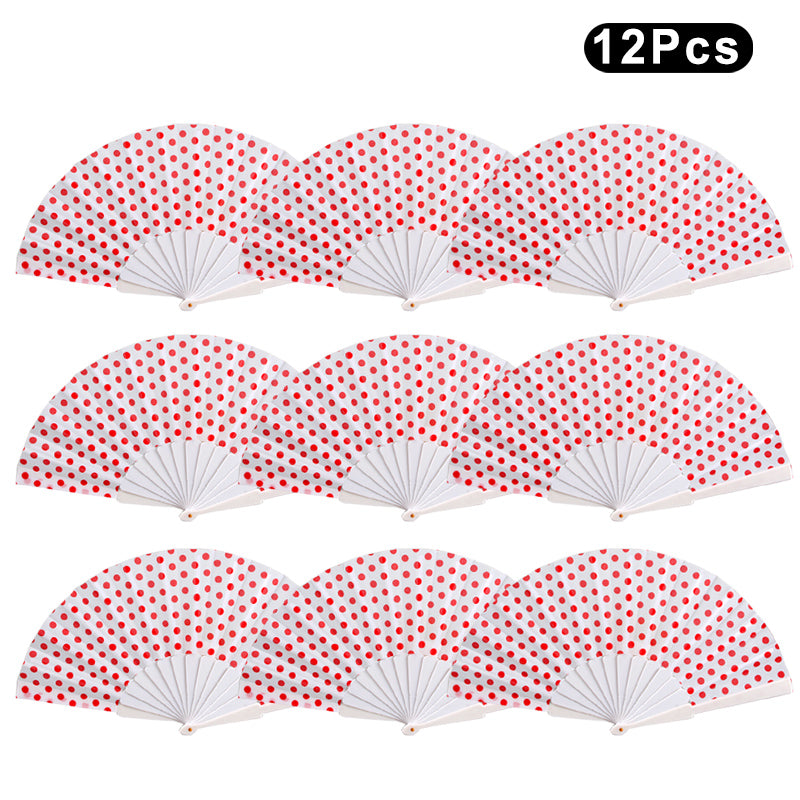 HUSL ABANICOS PLASTICO LUNARES FLAMENCO 23CM, ABANICOS PARA EVENTOS, DETALLES PARA LOS INVITADOS, REGALOS DE BODA, FIESTAS,POLKA