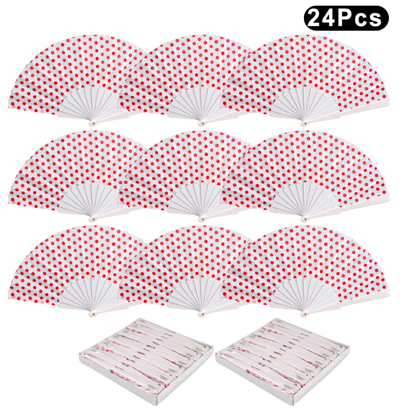 HUSL ABANICOS PLASTICO LUNARES FLAMENCO 23CM, ABANICOS PARA EVENTOS, DETALLES PARA LOS INVITADOS, REGALOS DE BODA, FIESTAS,POLKA