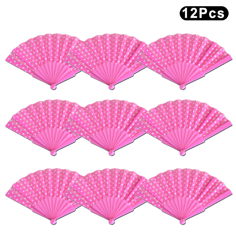 HUSL ABANICOS PLASTICO LUNARES FLAMENCO 23CM, ABANICOS PARA EVENTOS, DETALLES PARA LOS INVITADOS, REGALOS DE BODA, FIESTAS,POLKA