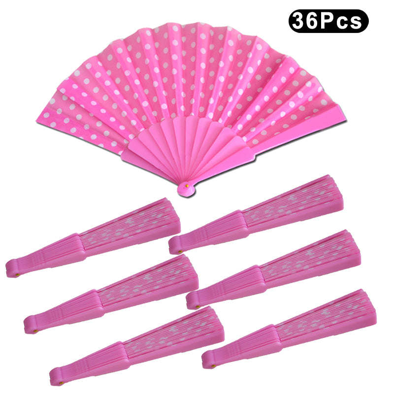 HUSL ABANICOS PLASTICO LUNARES FLAMENCO 23CM, ABANICOS PARA EVENTOS, DETALLES PARA LOS INVITADOS, REGALOS DE BODA, FIESTAS,POLKA