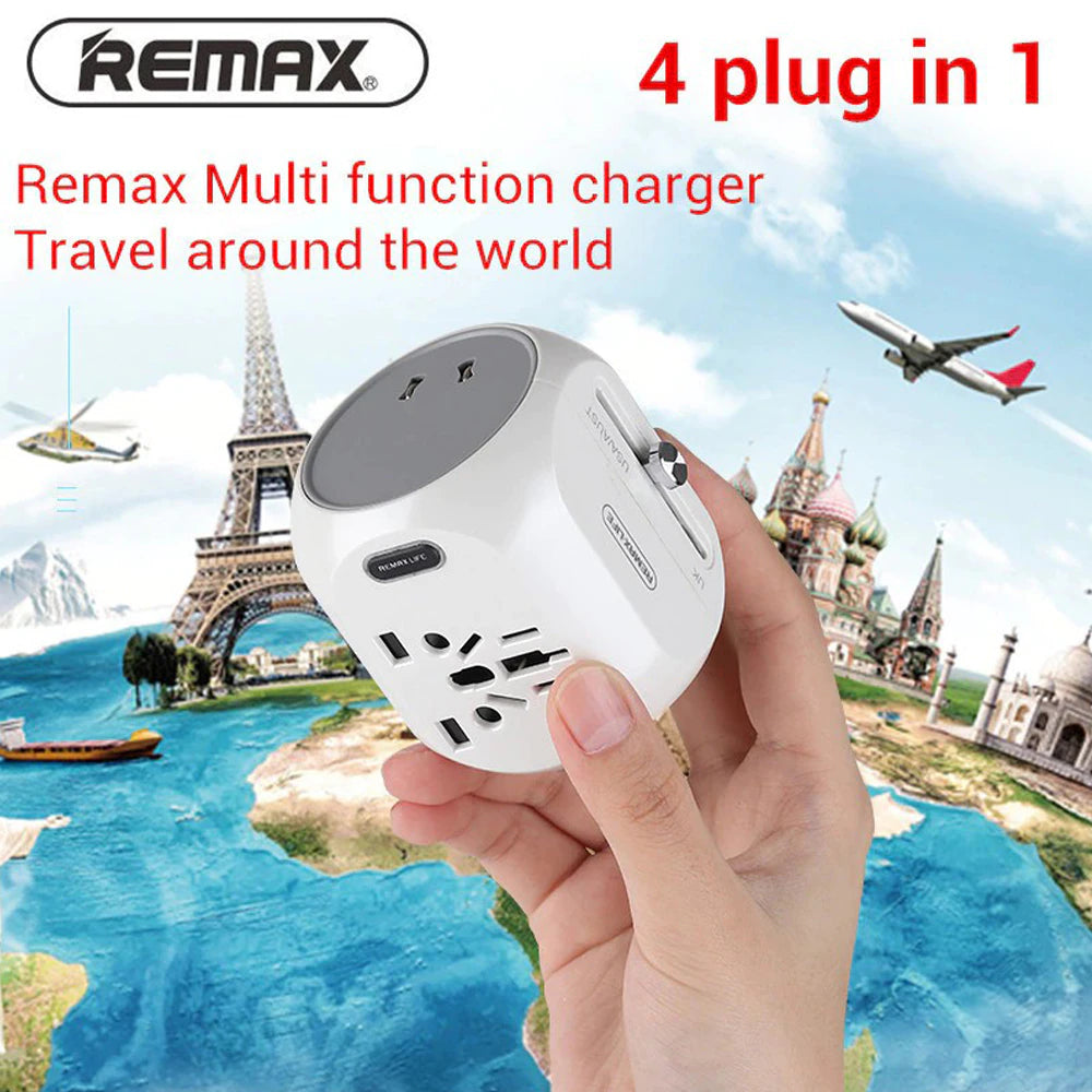 REMAX RU-S2 Regleta Enchufe Múltiples para Electricidad y USB, Ladrón  Enchufe Europeo con 3 Tomas y 4 USB, Enchufe con Interruptor