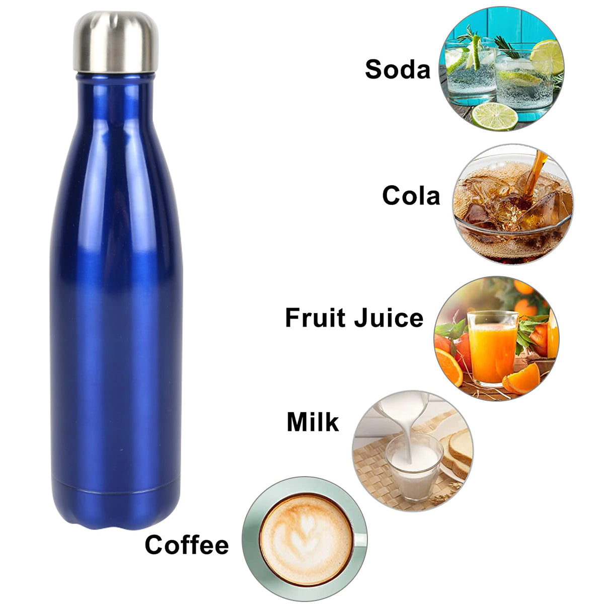 HUSL Botella de Agua Acero Inoxidable, 500ML Botella Térmica, Botella Agua Deporte Sin BPA, Cantimplora de Agua Reutilizable, Termo Agua 12 horas caliente, 24 frio, para Viaje, Deporte, Eco-friendly
