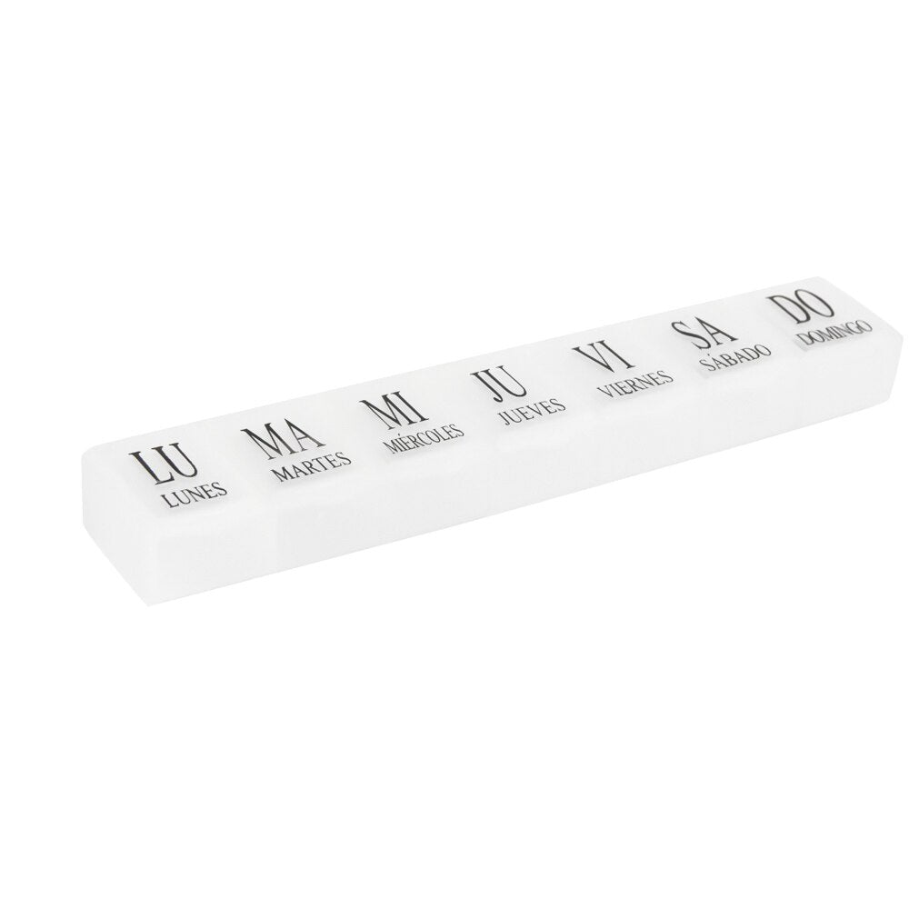Pastillero Semanal Español, Organizador Medicamentos, Pastillero con cortador, Dosificador de Pastillas, Caja para Pastillas de 7 Días de Toma Diaria Multicolor