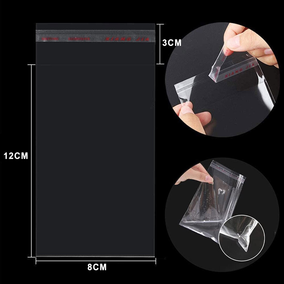 Bolsa de Celofán Transparentes, Embalaje Alimentos, Bolsas de Plástico con Autosellado, para Panadería, Galletas, Pasteles, Chocolate Dulces