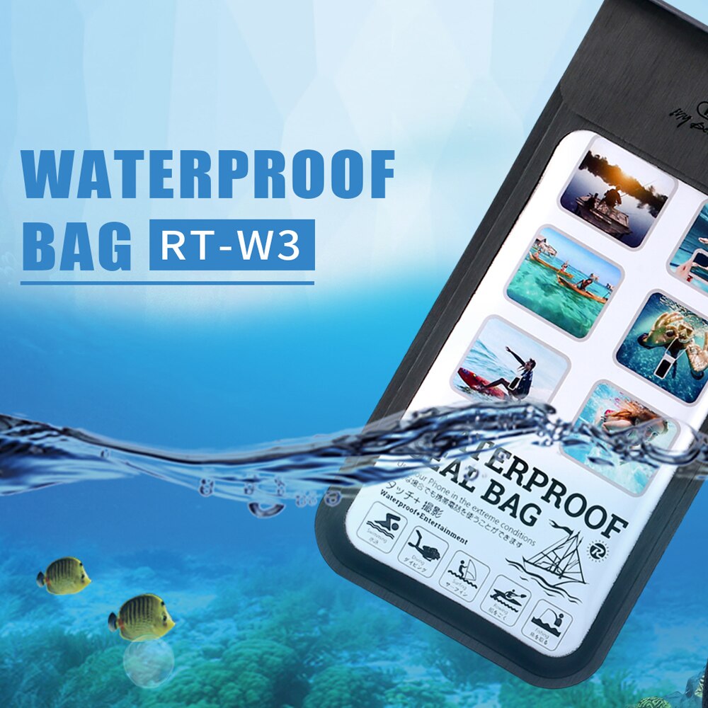 REMAX RT-W3 Bolsa Impermeable para Móvil, Bolsas de Buceo para Móviles de Tamaño Hasta 6.5 Pulgadas, Funda Sumergible con Cuerda