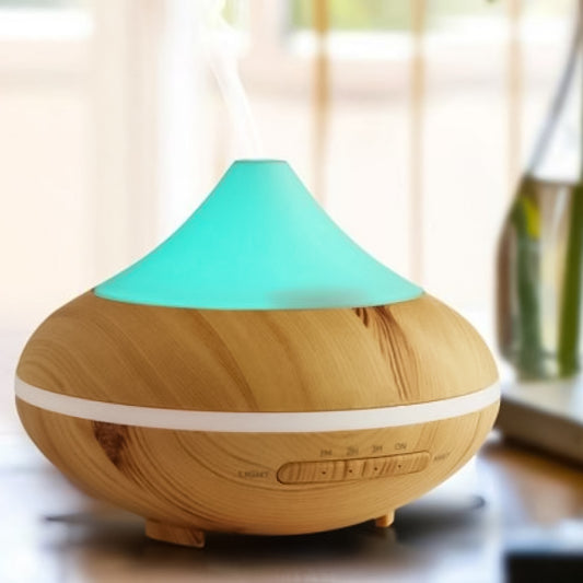 Humidificador Ultrasónico Aromaterapia 200ml, Vapor Difusor con 7-Colores luz de LED para Bebes, Hogar, Oficina. Color de Grano de Madera
