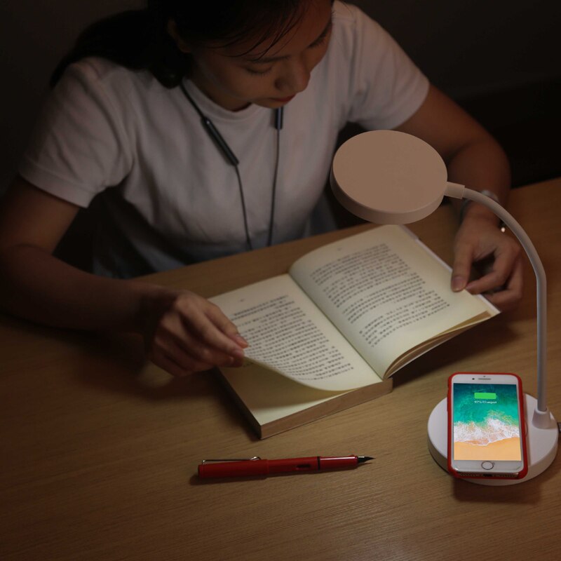 T.REMAX Lámpara De Mesa LED Con Cargador De Inalámbrico, Con Protección Ocular, Para Escritorio, Brazo Flexible-C1805