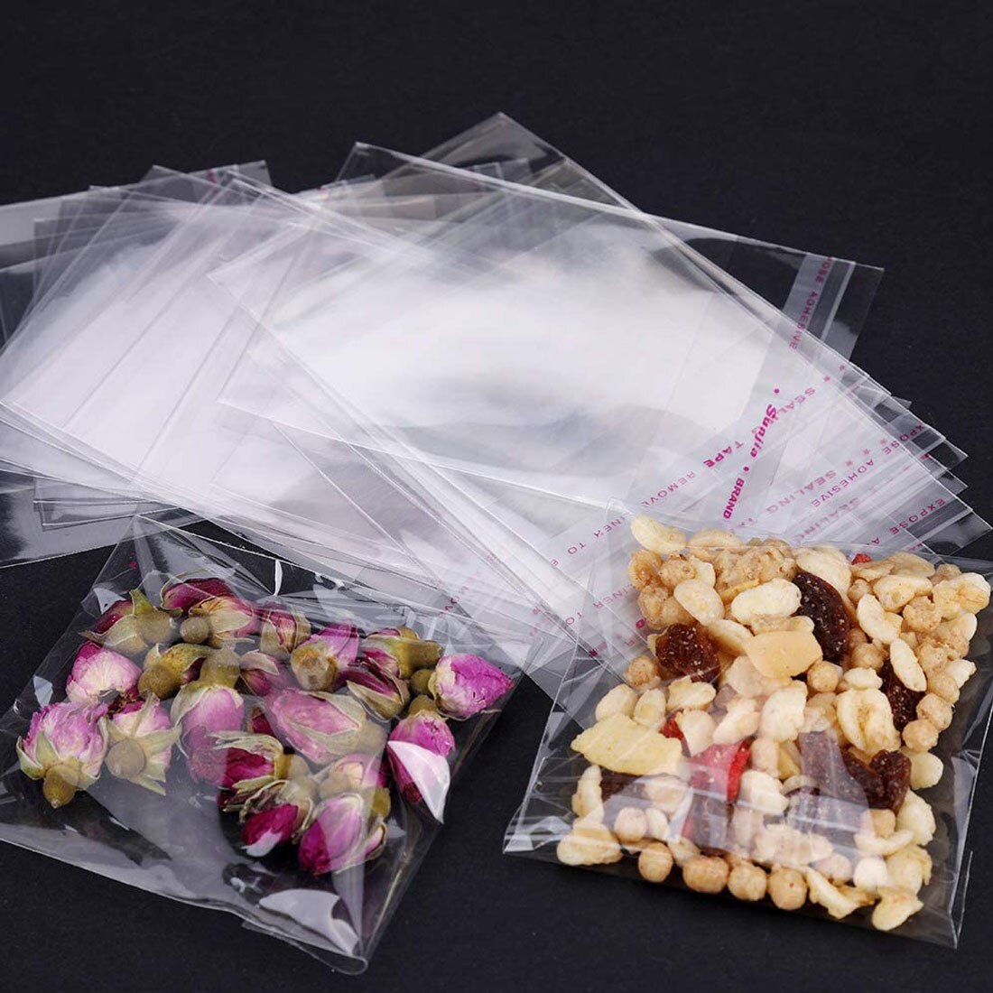 Bolsa de Celofán Transparentes, Embalaje Alimentos, Bolsas de Plástico con Autosellado, para Panadería, Galletas, Pasteles, Chocolate Dulces