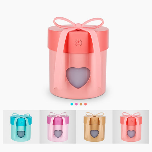 Humidificador 3-en-1 de forma de caja de regalo, carga de USB, para hogar/oficina, humidificador en estilo creativo