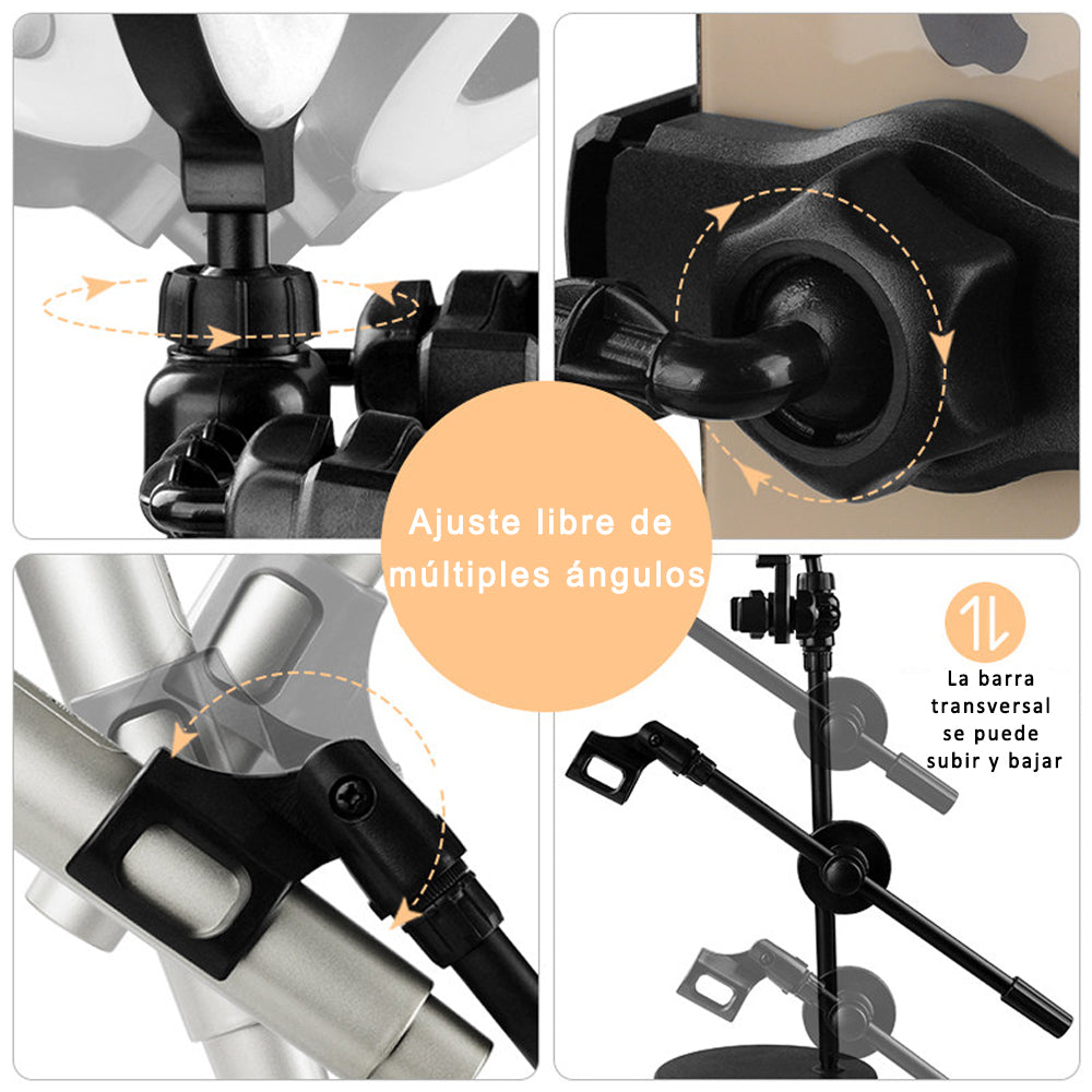 Anillo de Luz LED 16CM fotografia de Escritorio con soporte for teléfono y el pie for micrófono Mesa para Youtube Vlog Selfie