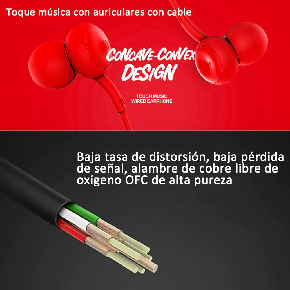 Auriculares in-Ear Remax RM510 con cable de 3,5mm micrófono super Bass y control de volumen, audífonos internos con aislamiento de ruido