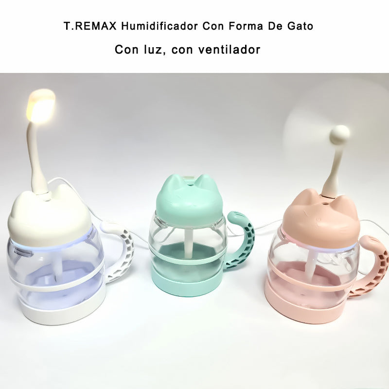Humidificador 200 ml Con Forma De Gato, Con Luz Nocturna LED, Difusor Aromaterapia, Conexión De USB, Para Oficina/Hogar