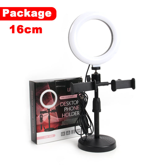 Anillo de Luz LED 6"/16CM fotografia de Escritorio y Soporte para Teléfono,  3 Modos de Luz,soporte para Selfie, Maquillaje, Youtube