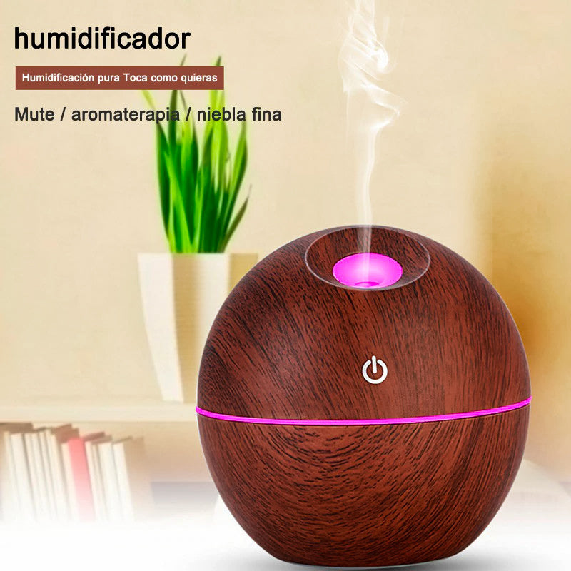 Mini humidificador aromaterapia para casa y coche, difusor de aromaterapia con carga USB de 130ML, con luz nocturna LED