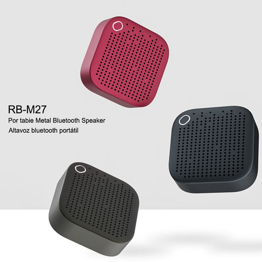 Mini Altavoz RB-M27 Bluetooth Portátiles, TWS HD Estéreo, Altavoz metálico inalámbrico con Micrófono, para el Hogar y Viajes