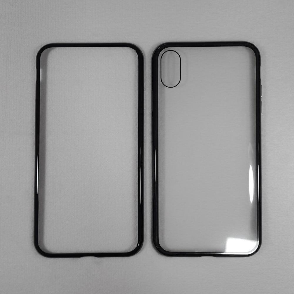 Funda magnética con Solo la parte atrás con Cristal para iPhone, Funda de Móvil hecho con Plástico rígida y Cristal templado, Carcasa de Móvil para iPhone XS Max