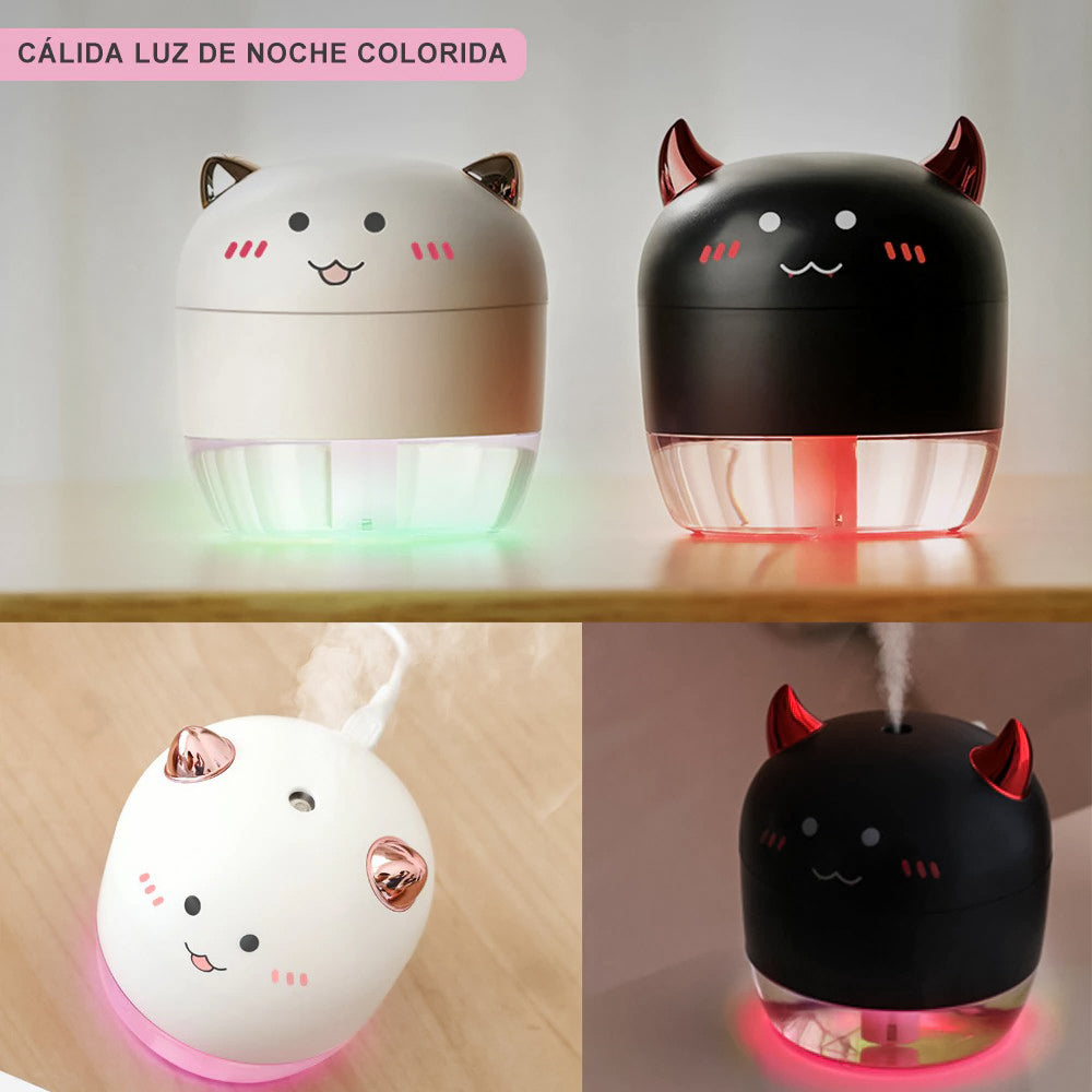 Humidificador con luz LED ultrasónico del ángel/demonio, Humidificador aromaterapia para casa de 200ML, purificador de aire