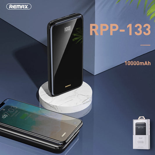 Batería Externa REMAX RPP-133 ,con Carga Inalámbrica, Cargador Portátil de 10000mAh, para iPhone, Samsung, Xiaomi, etc.