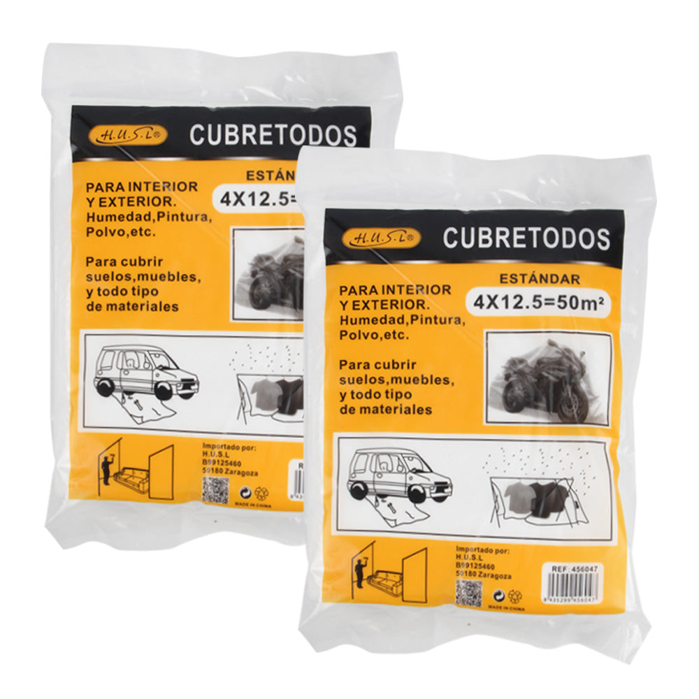 HUSL PLÁSTICO CUBRETODO ESTÁNDAR 2 PIEZAS, PROTECTOR PARA CUBRIR MUEBLES, PARA INTERIOR Y EXTERIOR HUMEDAD, TAREAS DE PINTURA