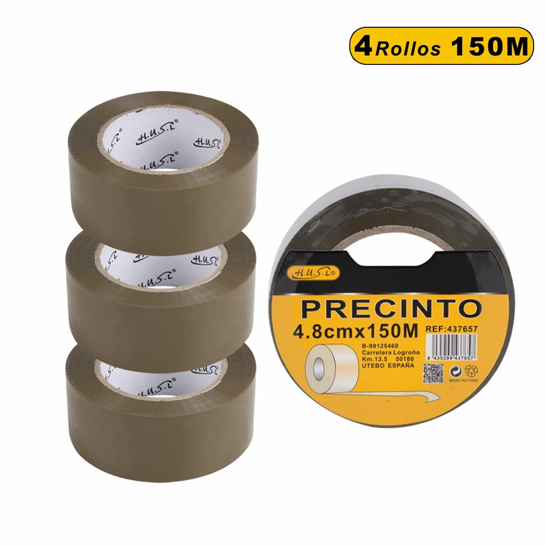 HUSL Cinta Adhesiva Marrón 48mm*100M 6 Rollos para paquetes, transporte, Extrafuerte y Resistente Cinta Embalar adhesiva precinto