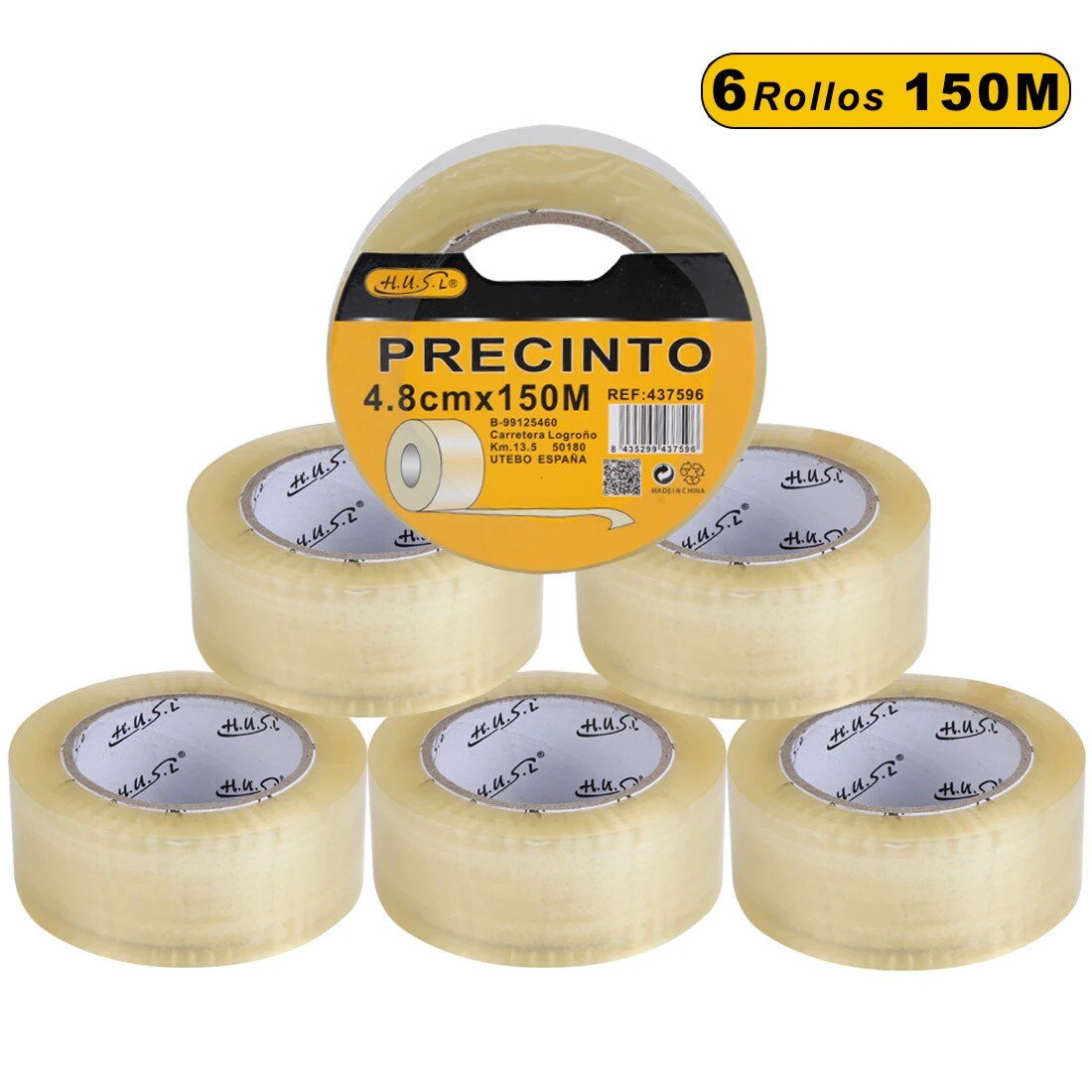 HUSL Cinta Adhesiva Marrón 48mm*100M 6 Rollos para paquetes, transporte, Extrafuerte y Resistente Cinta Embalar adhesiva precinto