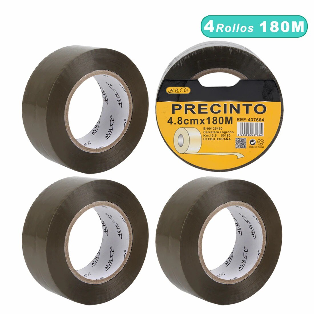 HUSL Cinta Adhesiva Marrón 48mm*100M 6 Rollos para paquetes, transporte, Extrafuerte y Resistente Cinta Embalar adhesiva precinto