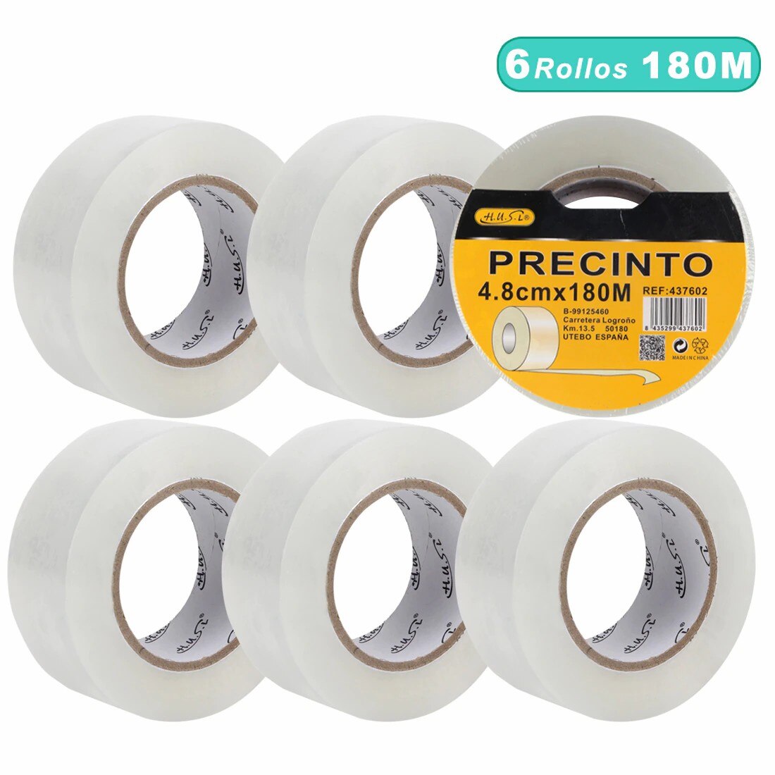 HUSL Cinta Adhesiva Marrón 48mm*100M 6 Rollos para paquetes, transporte, Extrafuerte y Resistente Cinta Embalar adhesiva precinto