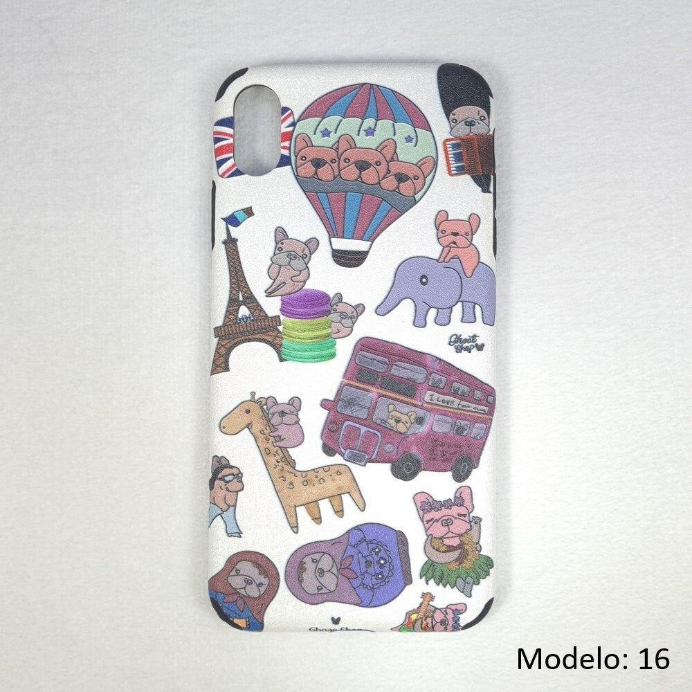 Funda Silicona con Dibujos para iPhone, Funda Multicolor con Tacto de Lienzo, Carcasa de Móvil para iPhone XS Max