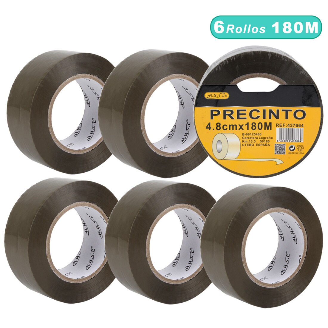 HUSL Cinta Adhesiva Marrón 48mm*100M 6 Rollos para paquetes, transporte, Extrafuerte y Resistente Cinta Embalar adhesiva precinto