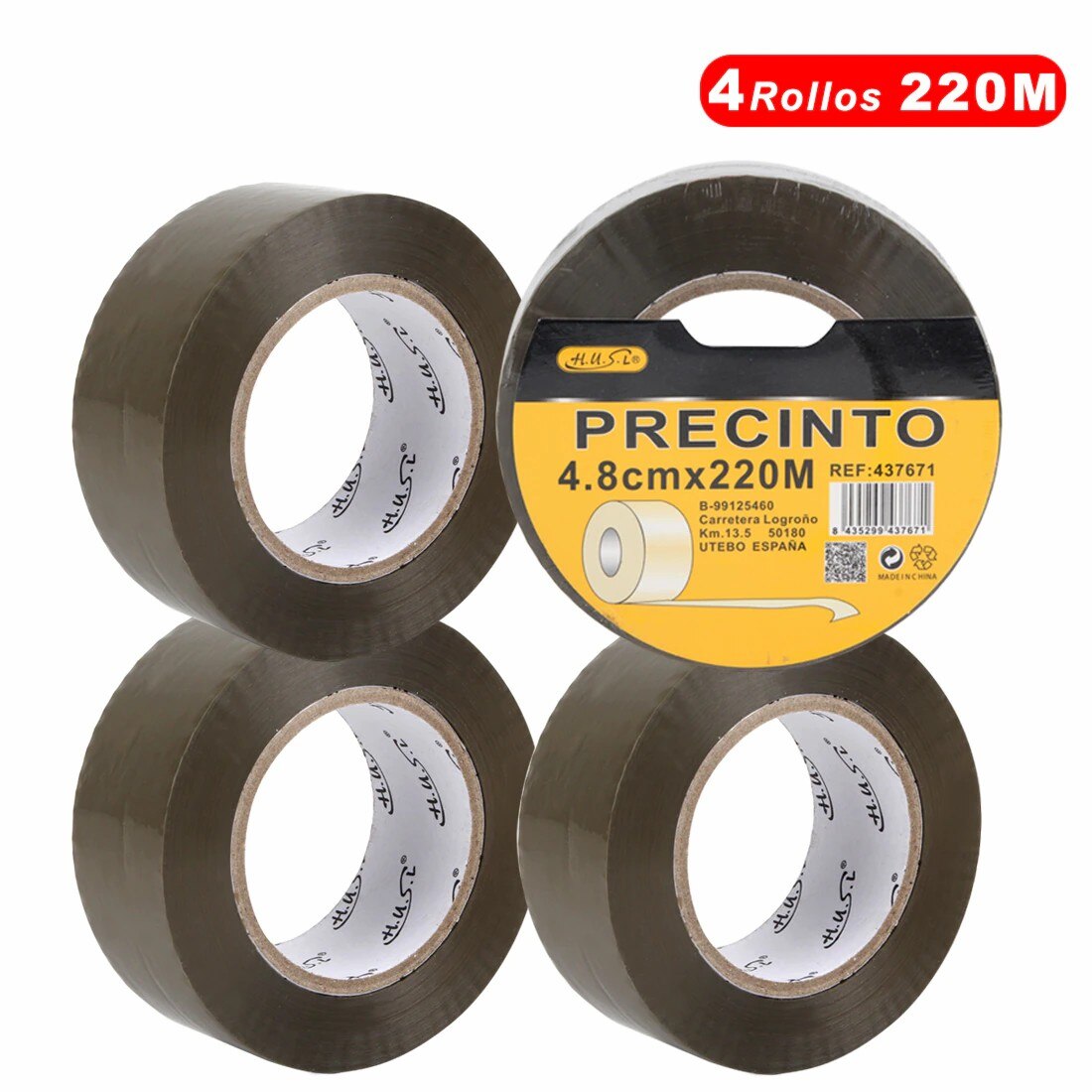 HUSL Cinta Adhesiva Marrón 48mm*100M 6 Rollos para paquetes, transporte, Extrafuerte y Resistente Cinta Embalar adhesiva precinto