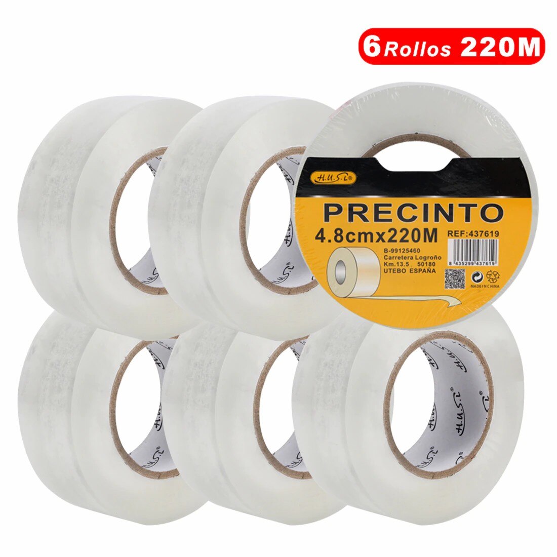 HUSL Cinta Adhesiva Marrón 48mm*100M 6 Rollos para paquetes, transporte, Extrafuerte y Resistente Cinta Embalar adhesiva precinto