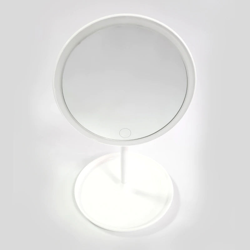Espejo De Maquillaje Con Luz LED, Espejo Redondo, Con Sensor Táctil, Potencia Ajustable, Recargable Con Cargador