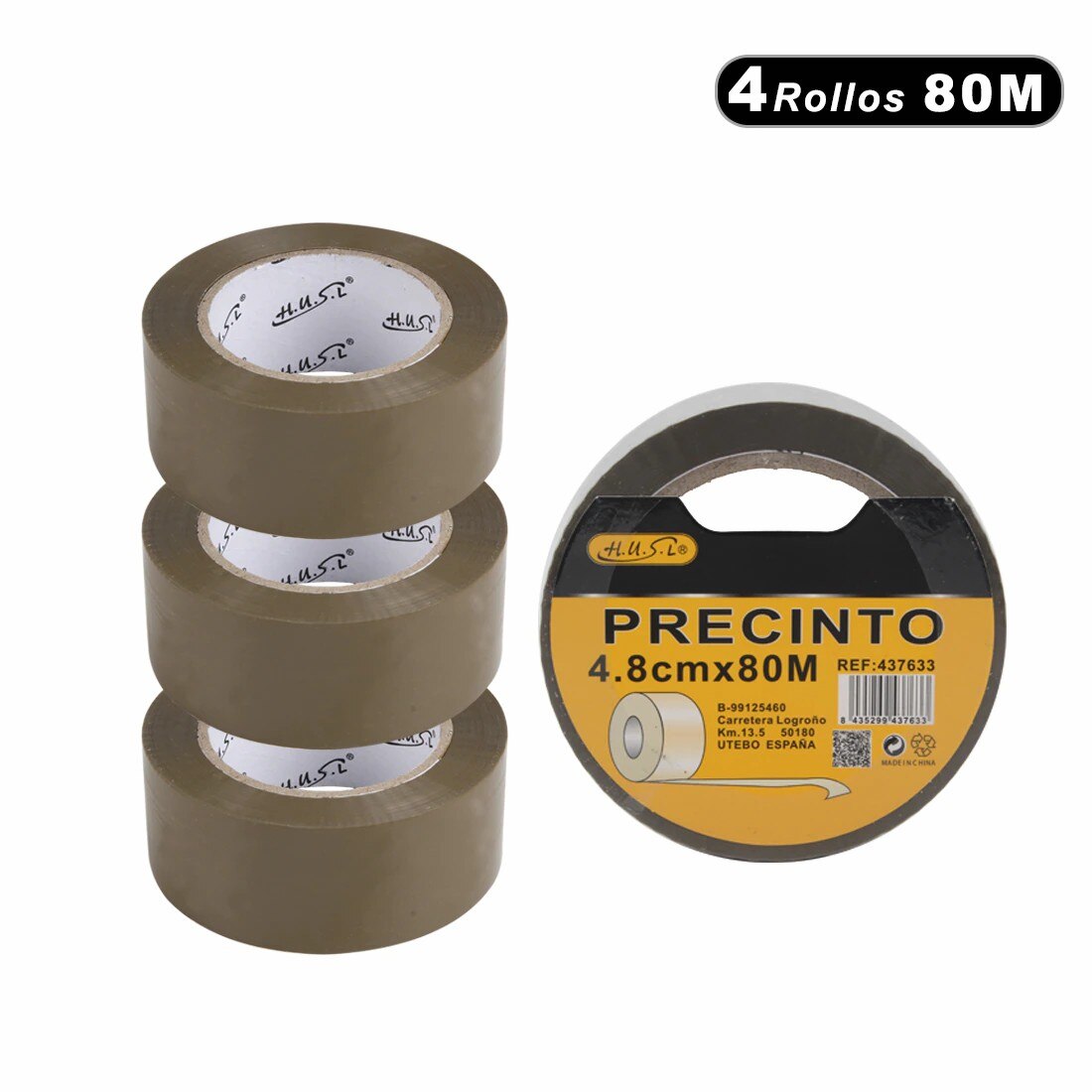 HUSL Cinta Adhesiva Marrón 48mm*100M 6 Rollos para paquetes, transporte, Extrafuerte y Resistente Cinta Embalar adhesiva precinto