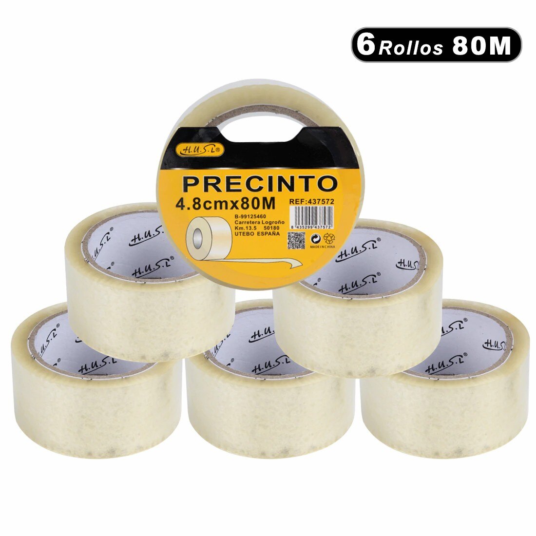 HUSL Cinta Adhesiva Marrón 48mm*100M 6 Rollos para paquetes, transporte, Extrafuerte y Resistente Cinta Embalar adhesiva precinto