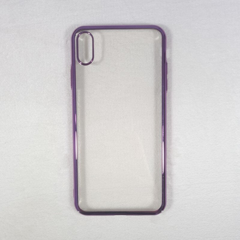 Funda rígida de Plástico para iPhone, Funda transparente Dura con Borde de Color Brillo, Carcasa de Móvil para iPhone XS Max