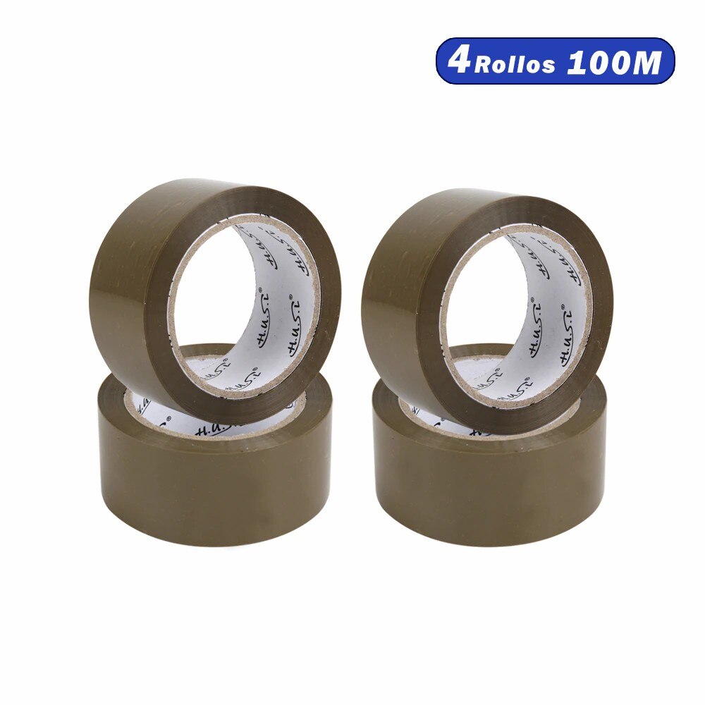 HUSL Cinta Adhesiva Marrón 48mm*100M 6 Rollos para paquetes, transporte, Extrafuerte y Resistente Cinta Embalar adhesiva precinto