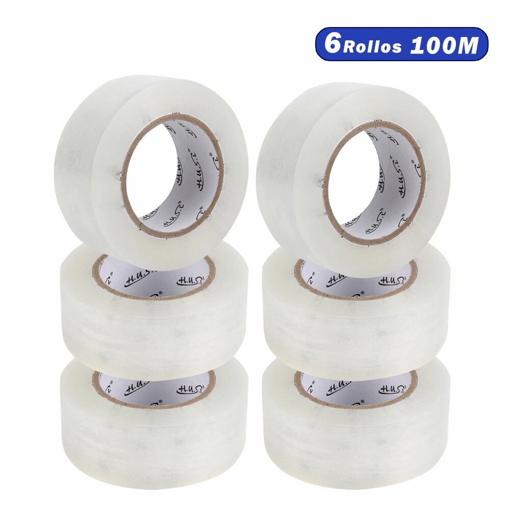HUSL Cinta Adhesiva Marrón 48mm*100M 6 Rollos para paquetes, transporte, Extrafuerte y Resistente Cinta Embalar adhesiva precinto