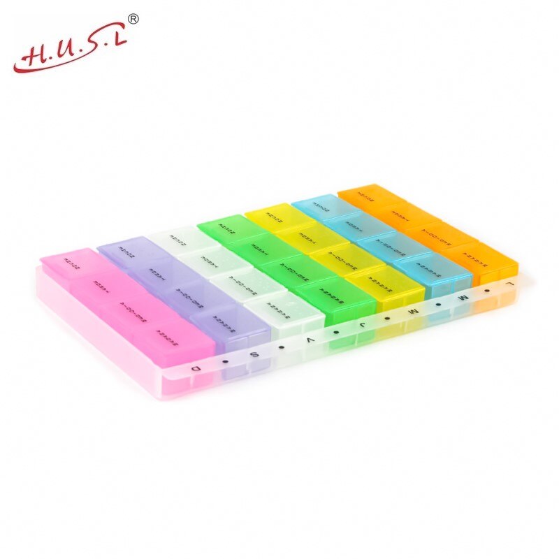 Pastillero Semanal Español, Organizador Medicamentos, Pastillero con cortador, Dosificador de Pastillas, Caja para Pastillas de 7 Días de Toma Diaria Multicolor