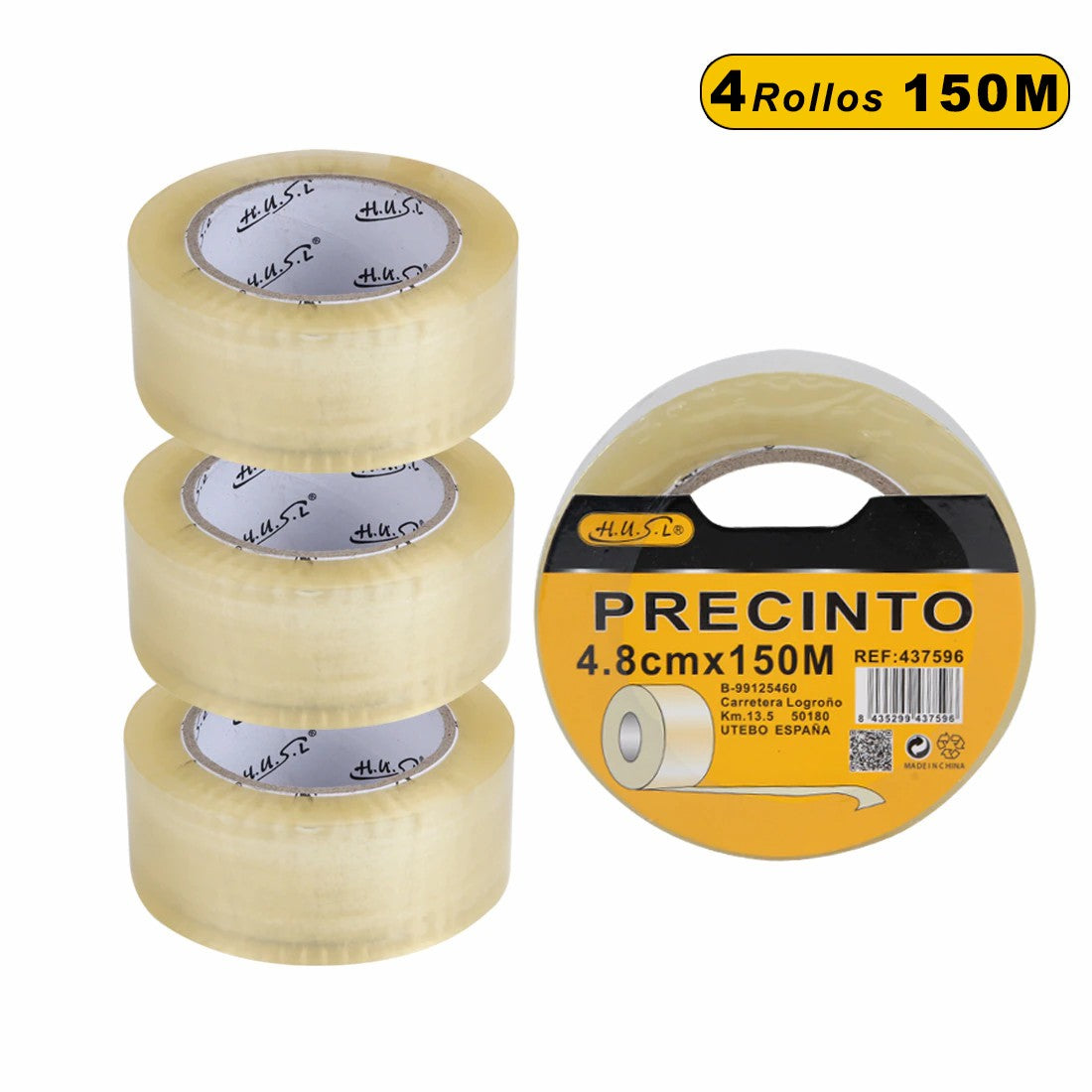 HUSL Cinta Adhesiva Marrón 48mm*100M 6 Rollos para paquetes, transporte, Extrafuerte y Resistente Cinta Embalar adhesiva precinto